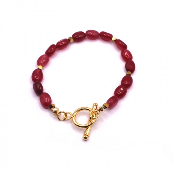 Bραχιόλι ατσάλι με ορυκτές πέτρες και αιματίτη