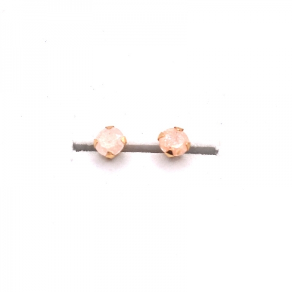 Σκουλαρίκια παιδικά σε χρυσό Κ14 με ροζ πέτρα