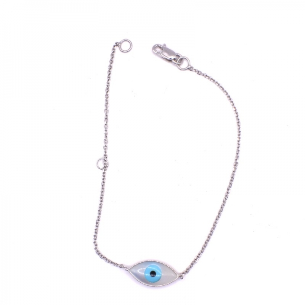 Βραχιόλι σε λευκόχρυσο Κ14 με μάτι