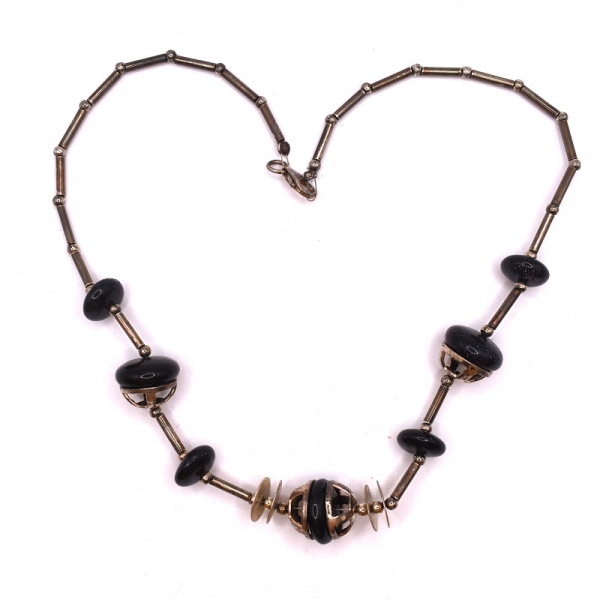 Κολιέ ασημένιο 925 αντικέ με χρυσόλιθο