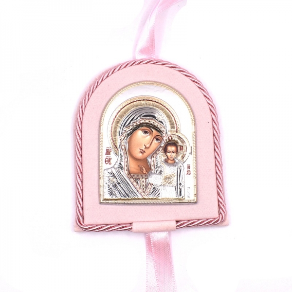 Εικονάκι κούνιας ασημένια  σε ροζ