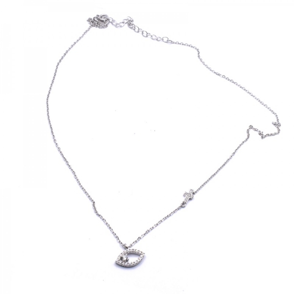 Κολιέ ασημένιο 925 ματάκι με ζιργκον και σταυρό