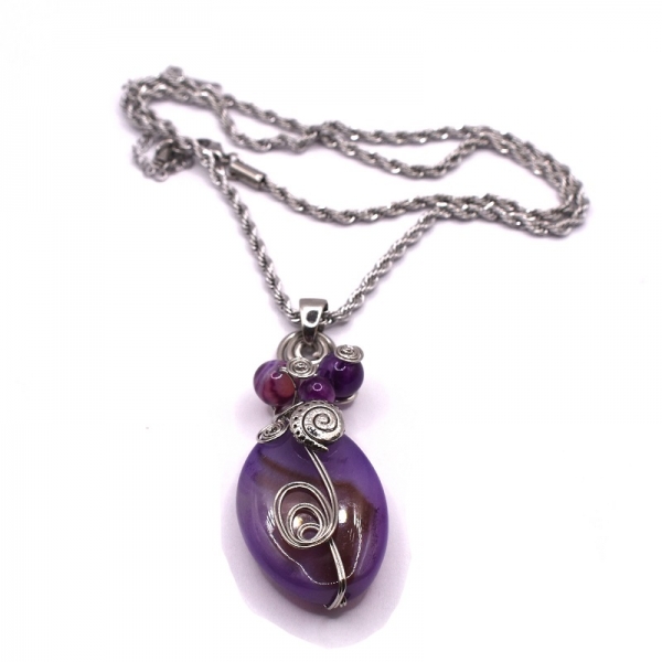 Κολιέ φω  με αμέθυστο πέτρα