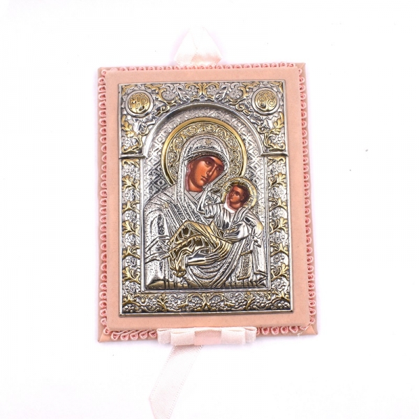 Εικονάκι κούνιας ασημένια  σε ροζ