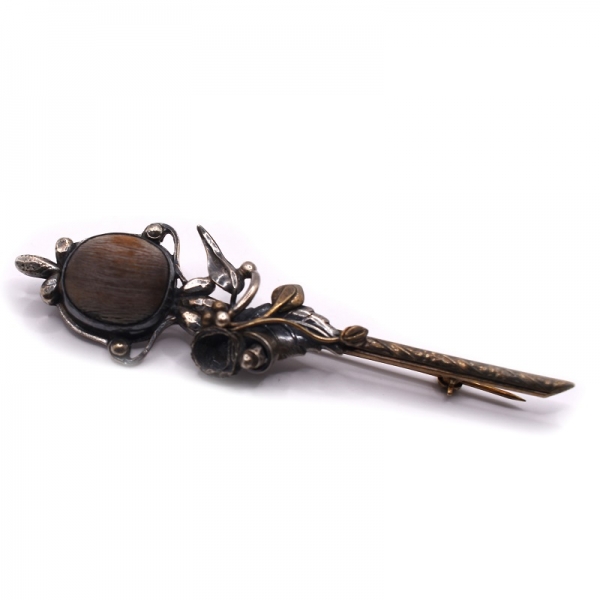 Kαρφίτσα ασημένια με κέρατο πέτρα