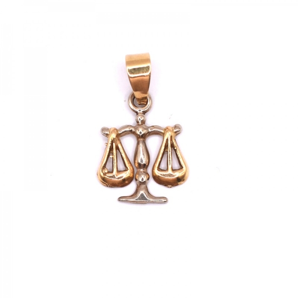 Ζώδιο Ζυγός σε λευκόχρυσο και κίτρινο χρυσό με Κ14