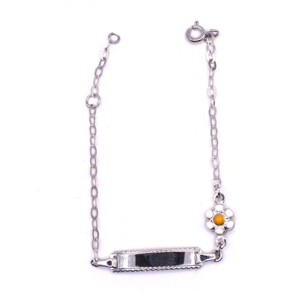 Tαυτότητα παιδική σε λευκόχρυσο Κ14 με σμάλτο