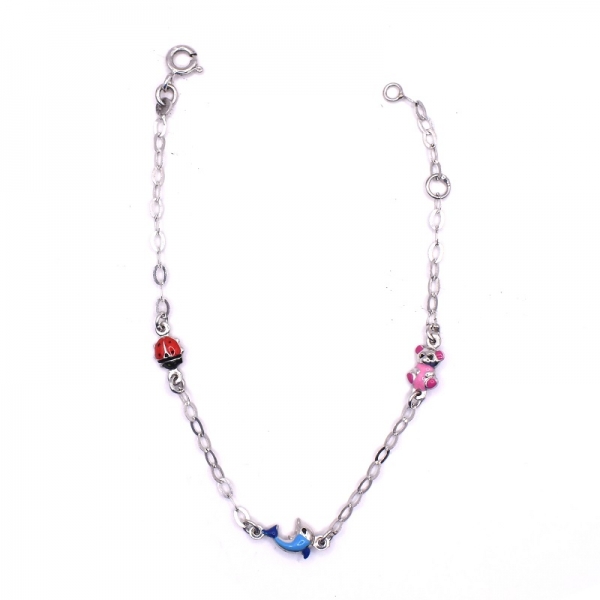 Βραχιόλι παιδικό σε λευκόχρυσο Κ14 με σμάλτο