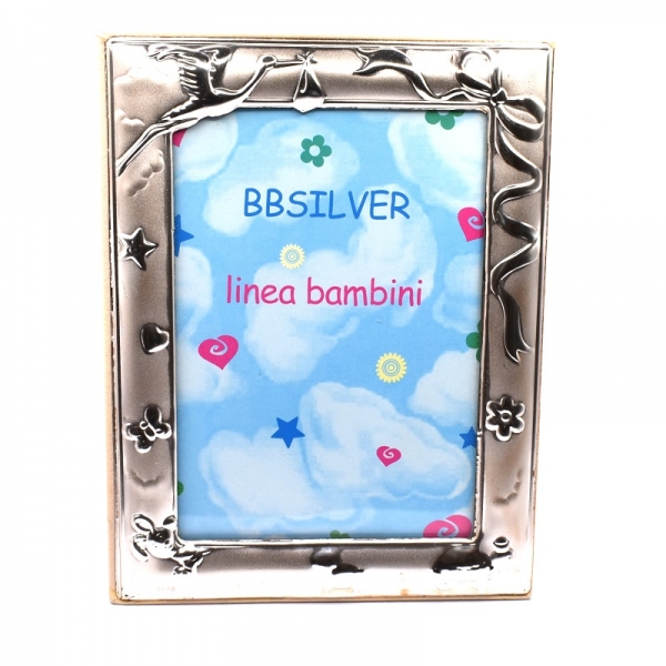 Κορνίζα ασημένια παιδική ροζ