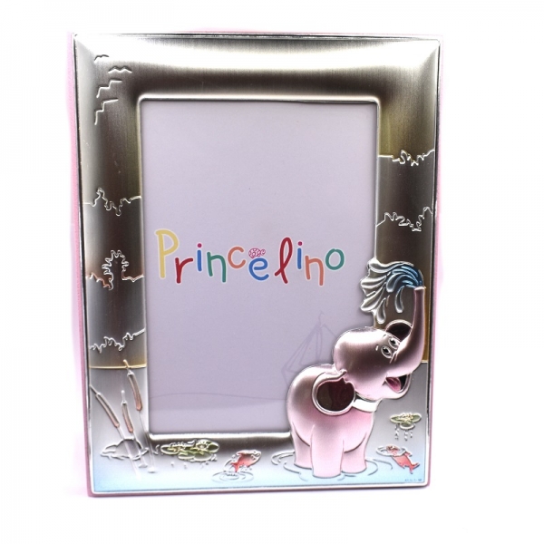 Κορνίζα ασημένια παιδική ροζ