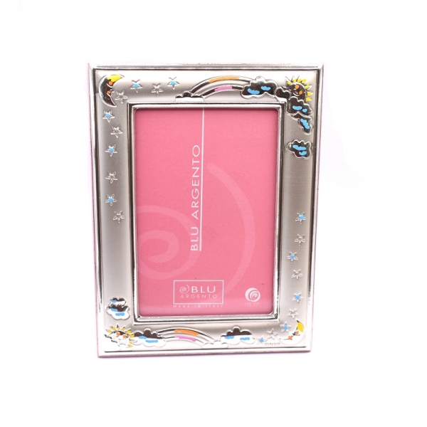 Κορνίζα ασημένια παιδική ροζ