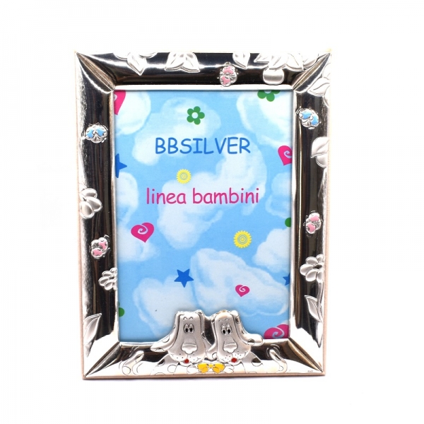 Κορνίζα ασημένια παιδική ροζ