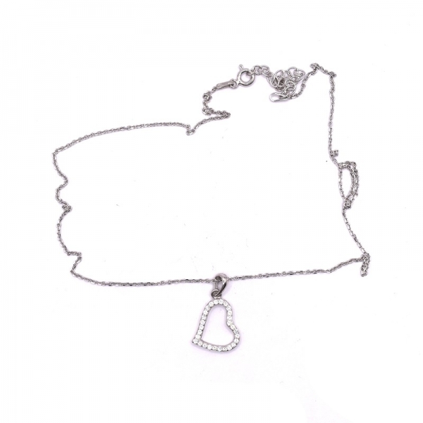 Κολιέ ασημένιο 925 καρδιά με ζιργκόν