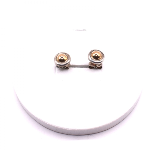 Σκουλαρίκια ασημένια με χρυσό Κ 18