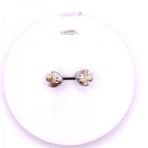 Σκουλαρίκια παιδικά σε λευκό χρυσό Κ14 με σμάλτο