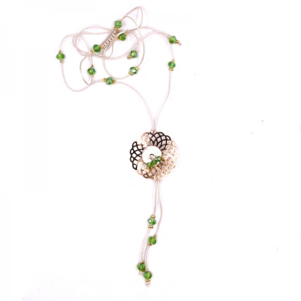 Koλιέ φω με πράσινες πέτρες