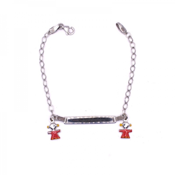 Tαυτότητα παιδική σε λευκόχρυσο Κ14 με σμάλτο