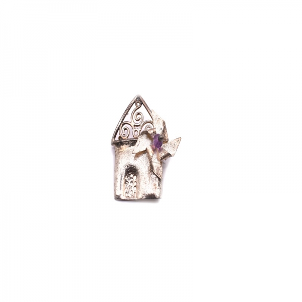 Kαρφίτσα ασημένια ανεμόμυλο με αμέθυστο