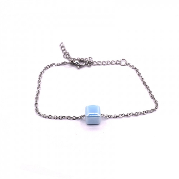 Βραχιόλι ατσάλι με σιελ πέτρα